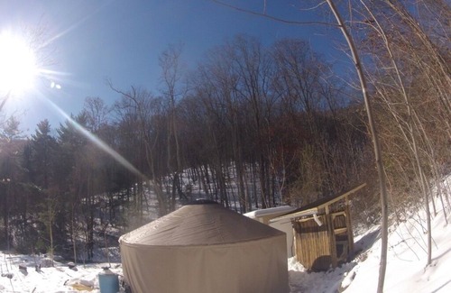 Asheville Cabina | 16’ Yurt in the Forest, Queen bed, kitchenette, hiking & 15 min to AVL.