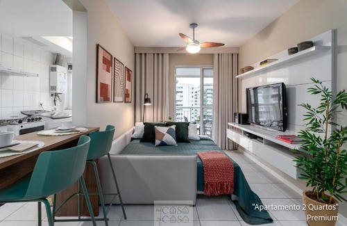 Camorim Casa | 2 Quartos com Varanda a 300m RioCentro Wi-Fi 120mbps e Cozinha Completa - Condomínio com Piscina, Estacionamento, Portaria 24h e Parquinho Infantil - Apartamento indicado para Grupos, Hóspedes a Trabalho e Crianças
