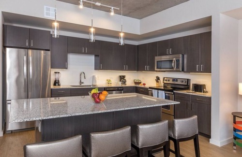 Civic District Condominio | 2BD/Austin - Full Kitchen, W/D, Balcony, Fire Pit!