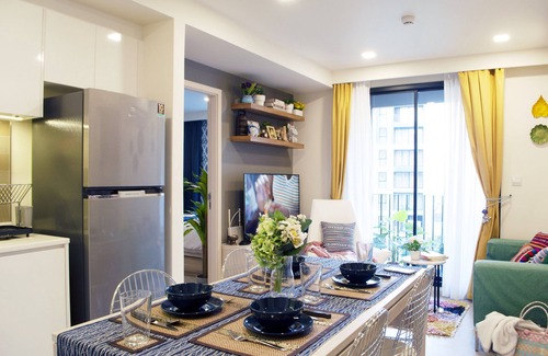Rama 9 Condominio | 2BR / 2BTH ✦ Cocina ✦ Traslado al metro ✦ Piscina y gimnasio Smart Smart TV de 49 "✦ 100MBWiFi