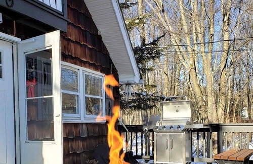 Pocono Lake Cabaña | 5 min Walk to Beach - family friendly cottage with game room & deck