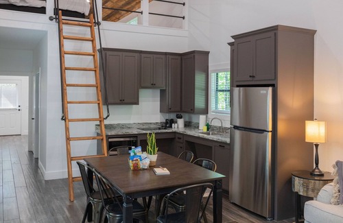 Livingston Cabina | A cozy little ADA accessible getaway right on Kickapoo Creek. Two Creeks Crossing Resort