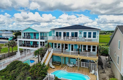 Holden Beach Casa | "A Perfect Landing" is a 6 Bedroom / 6.5 Bath Home w/ Private Pool & Elevator.