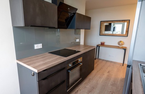 Bron Apartamento | Air-conditioned suite with king-size bed & private parking near Eurexpo and CHU
