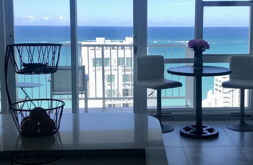 Condado Apartamento | Amazing Ocean front View Studio on 23rd floor with Balcony & Free Wi-fi access