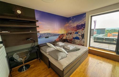 Brno-stred Apartamento | Apartmán se saunou a terasou s výhledem na Brno