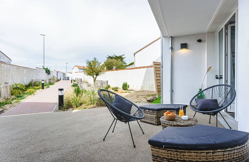 Rivedoux-Plage Apartamento | Apartamento 'La Dune, Appart Familial Vue Mer' con vistas al mar, terraza privada y Wi-Fi
