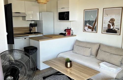 Saint-Cyprien Plage Apartamento | Apartment Les Goëlettes in Saint Cyprien Plage, sea view with swimming pool - 4 Pers
