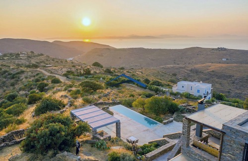 Kea Villa | Beautiful eco-friendly "Agrikea" with a swimming pool, sea and sunset view