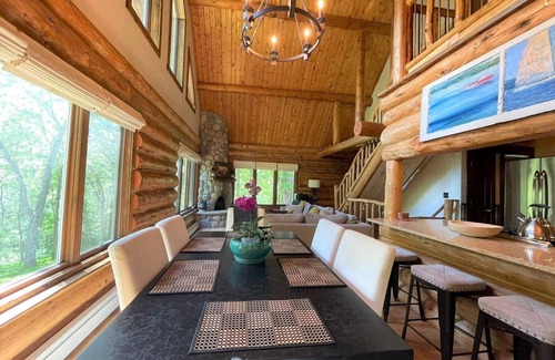 Lake Geneva Casa | Beautiful Log Cabin Retreat on 6 Acres of Forest Only 10 Minutes to Lake Geneva.
