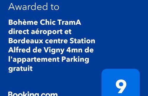Merignac Cama Y Desayuno | "Bohème Chic" TramA direct aéroport-gare StJean-Bordeaux centre Station Alfred de Vigny 5mn de l appartement Parking gratuit
