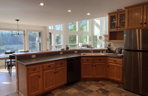 Robbinsville Casa | Bright,Modern Lakefront Home - Private Swimming Cove , Pontoon rental available