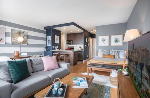 Lower Nob Hill Apartamento | Bright Nob Hill Studio w/ Gym, Sauna + City View by Blueground