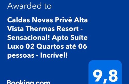 Caldas Novas Apartamento | Caldas Novas Privê Alta Vista Thermas Resort - Sensacional! Apto Suíte Luxo 02 Quartos até 06 pessoas - Incrível!