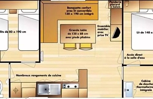 Les Ollieres-sur-Eyrieux Casa | Camping Le Mas De Champel **** - Mobile Home Standard 3 rooms 4 people