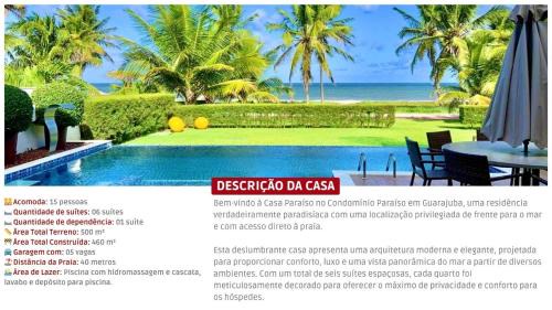 Parafuso Casa | Casa Paraíso 6 Suítes Pé na Areia em Guarajuba