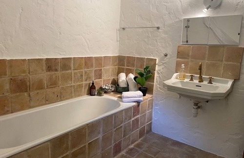 Vaudevant Otro | Modern stone farmhouse for groups has Swedish bath infinity pool billiard view