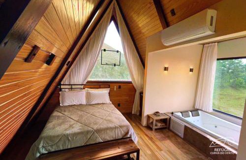 Bom Retiro Chalet De Esquí | Chalé Romântico Serra Catarinense Hidro e Lareira
