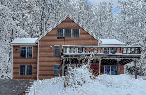 Alton Bay Casa | Charming & sun-filled nature escape with large deck, wood stove, fire pit, & W/D