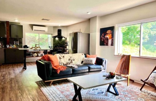 Alexander Casa | Chic Barndo Chalet Above French Broad River- Pano Mountain Views on 13 Acres