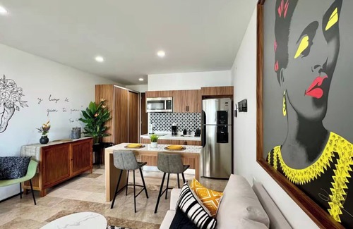 Tohoku Apartamento | Chic Upper-Floor Condo with Rooftop Ocean Views Steps from Mamitas Beach 5th Ave