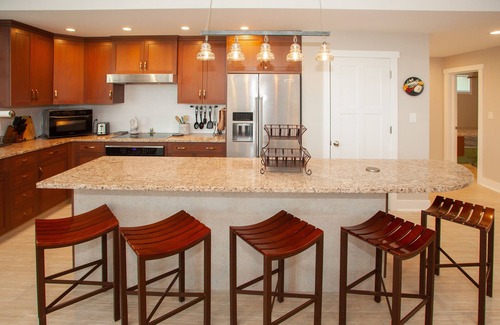 Sandbridge Casa | Contemporary home on canal w/elevator, dock, private washer/dryer, central AC