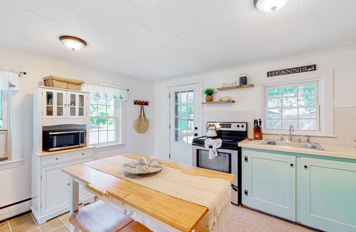 Hyannis Casa | Conveniently-located home with fenced yard, firepit, beach parking pass