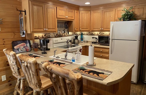 Dugspur Cabina | Couple’s Romantic Mountain River Cabin w/ Rustic Q Bed that’s Knotty & Nice.
