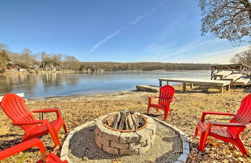 Coventry Lake Cabaña | Cozy Lakefront Cottage w/ Fire Pit, Grill & Views!