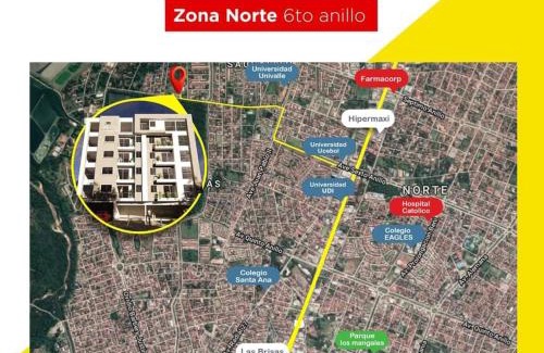Santa Cruz Apartamento | DEPARTAMENTO Y CONDOMINIO RECIEN CONSTRUIDO 2023 zona norte cerca UCEBOL