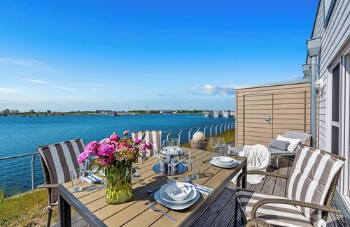 Olpenitz Apartamento | Cape Mar-EG: vista al puerto, terraza, baño de bienestar con sauna de infrarrojos e hidromasaje