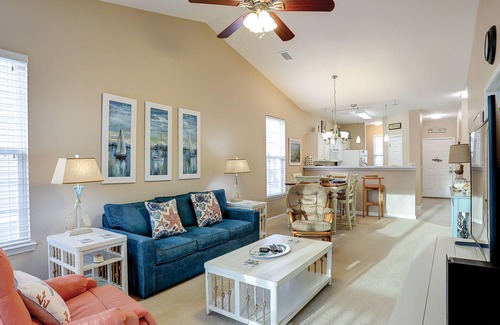 Sunset Beach Condominio | Dog-friendly condo with balcony, pool access, & W/D - near beach and golf