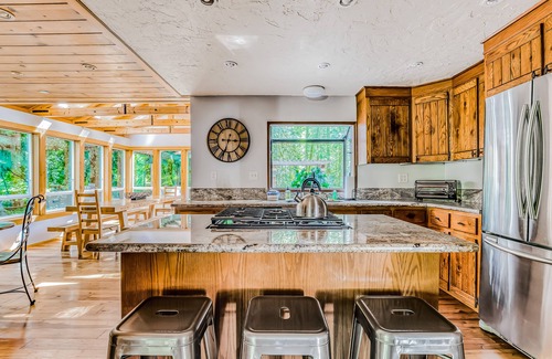 Mount Hood Village Casa | Dog-friendly creekside home with entertainment barn, private hot tub & firepit