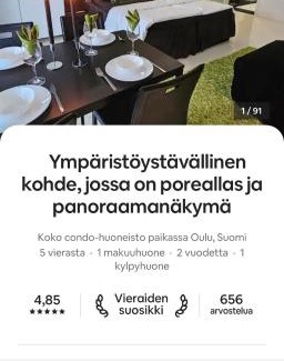 Oulu Apartamento | Eco-friendly stay with hot tub & panorama view