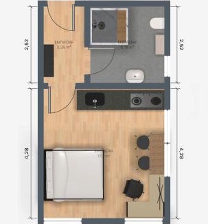 Meppen Apartamento | EcoCube 441 - 1Wohnküche, Backofen, TV, Parkplatz