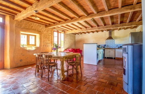 Peyrelongue-Abos Cabaña | Gîte-Vista al campo-Ecolabel Européen-Tradicional-Baño con bañera