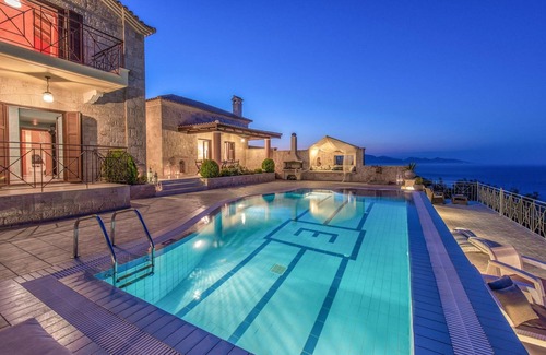 Varvara Villa | Elegant Zakynthos Villa | Villa Kingsley | 4 Bedrooms | Breathtaking Sea Views | Spacious Furnished Sun Terrace | Private Outdoor Pool with Hydro Massage Spot | Shaded Outdoor Dining Area | Agios Nikolaos