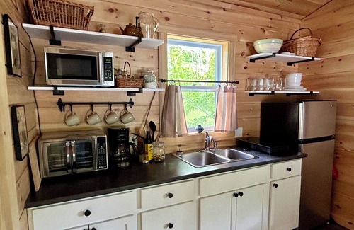 Canterbury Cabina | Elevated cabin nestled among the trees, and the Saint John River. Pet friendly.