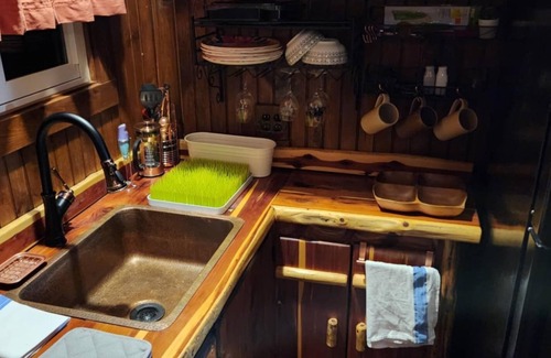 Hamptonville Cabaña | Escape to a Hobbit cottage overlooking a pond with water wheel in wine country!