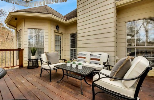 East Point Casa | Exquisite home with charming deck, washer/dryer, & central AC