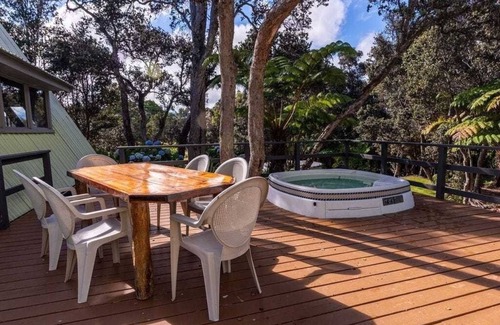Volcano Cabaña | Fall Special! Hale Palila Volcano A-Frame Cottage with Hot Tub