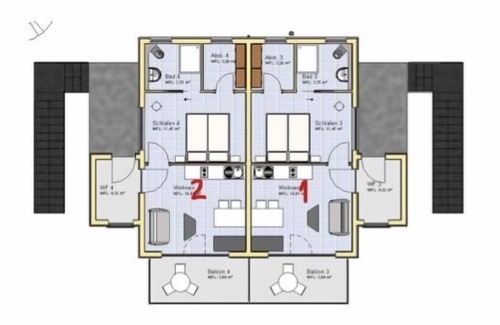 Ebingen Apartamento | Apartamento, 41qm con balcón y 1 dormitorio para max. 3 personas