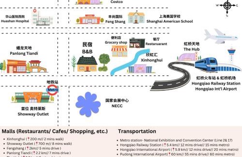 Minhang Apartamento | Flaneur Shanghai Hongqiao B&B Near National Exhibition and Convention Center