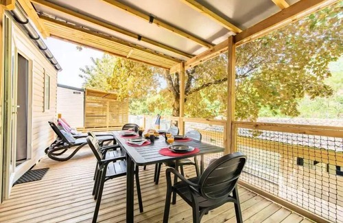 Les Ollieres-sur-Eyrieux Casa | Flower Camping Mas de Champel **** - Mobile-Home Premium 32m2 3 bedroom - Semi-covered terrace - CLIM + TV + sheets + towels included 6 people