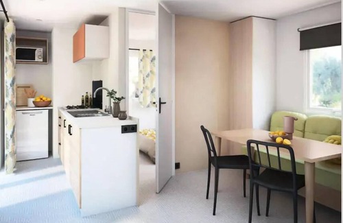Les Ollieres-sur-Eyrieux Casa | Flower Camping Mas de Champel **** - Mobile-Home 30m2 Premium - 2 bedrooms - Covered terrace - CLIM + TV + sheets + towels included 4 people