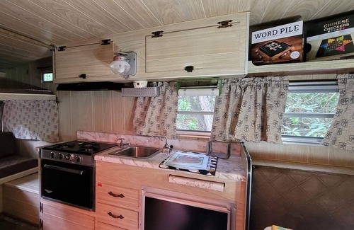 Hartford Casa | Foraging Orange vintage 60's camper near Rafting