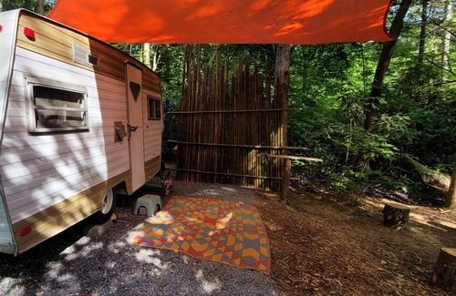 Hartford Casa | Foraging Orange vintage 60's camper near Rafting