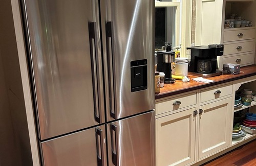 New Canaan Casa | Fuente, patio, y, chimenea, cocina