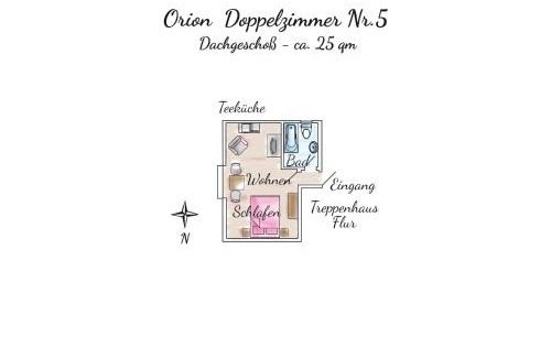 Spiekeroog Hotel | Gästehaus Orion - Doppelzimmer 5