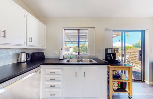 Palm Desert Casa | Gated community home with 2 pools, hot tubs, private patio, AC, & W/D